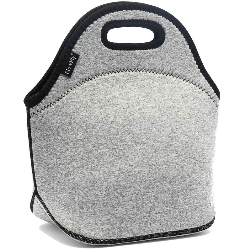 FlowFly Neoprene kids Lunch box Insulated Soft Bag Mini Cooler Thermal Meal Tote Kit for Boys, Girls,Men,Women,School,Work, Office, Grey - Image 1